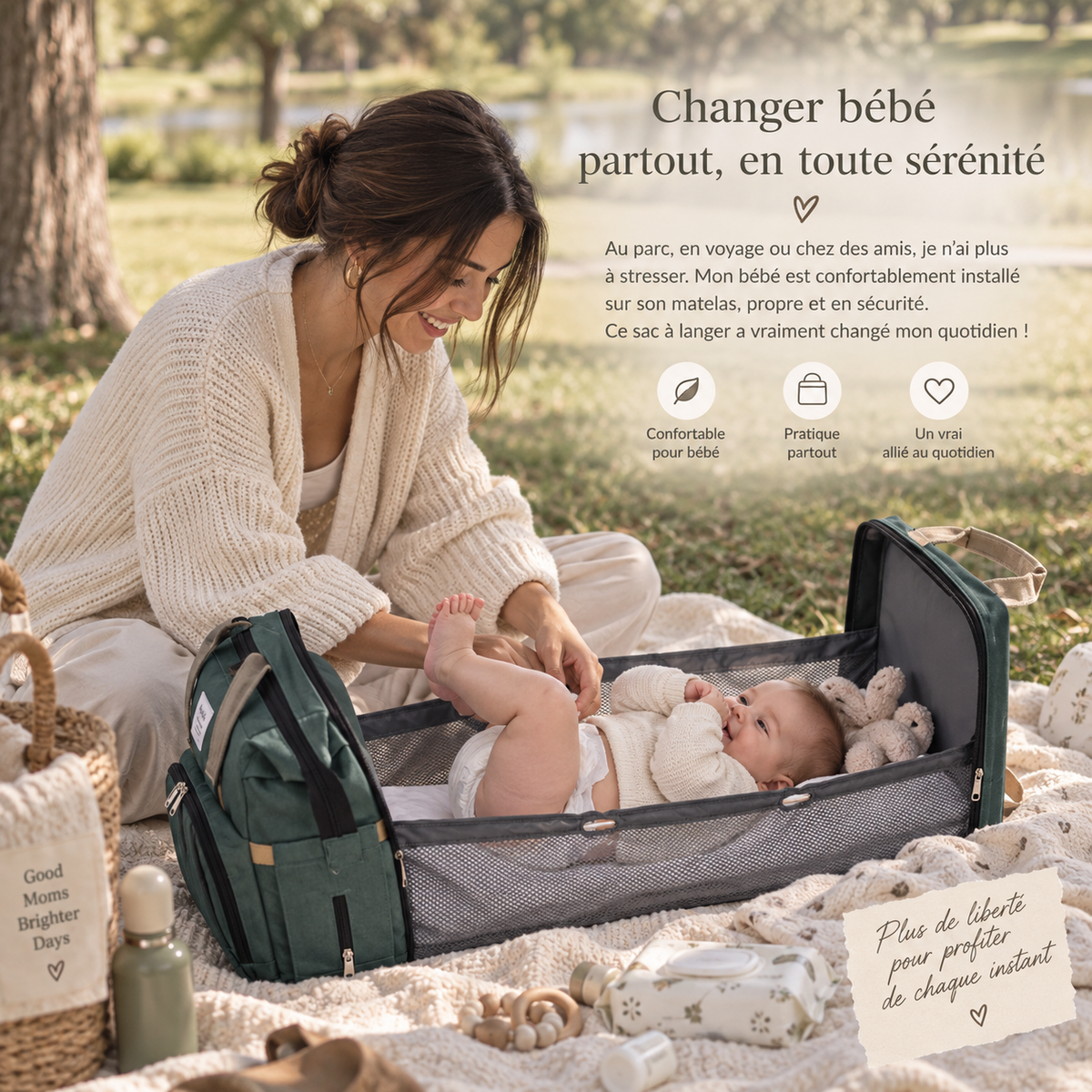 Sac à langer 3-en-1 avec lit intégré