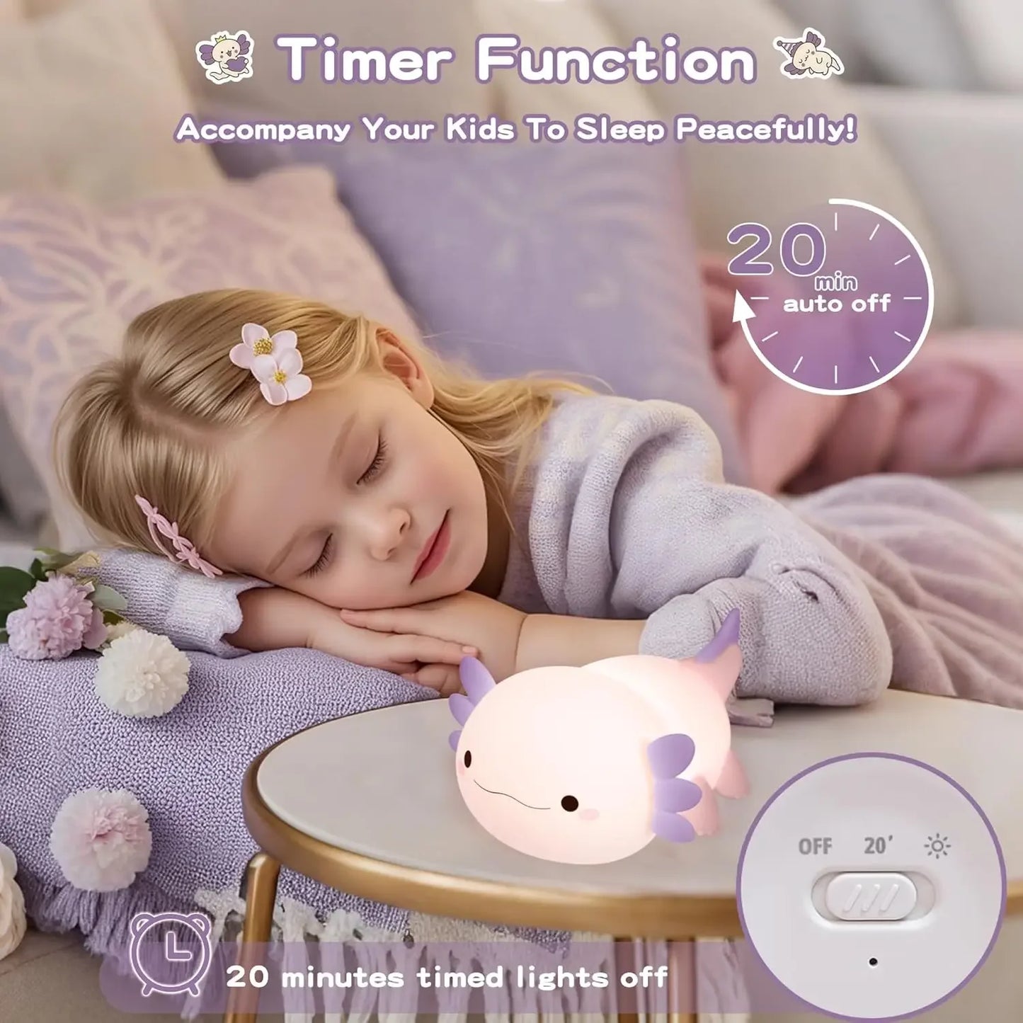Veilleuse Axolotl en silicone rechargeable BabySteria