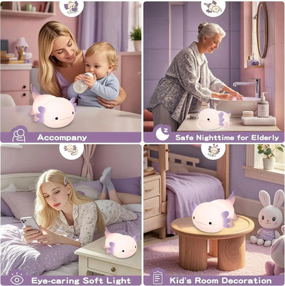 Veilleuse Axolotl en silicone rechargeable BabySteria