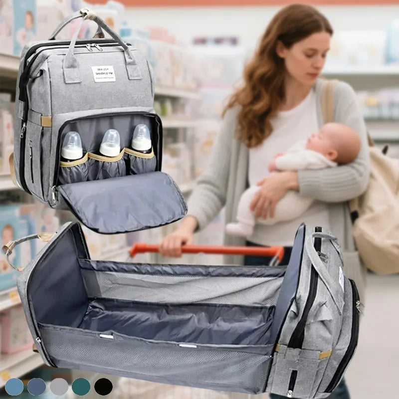 Sac à langer multifonction 3-en-1 avec lit pliable intégré