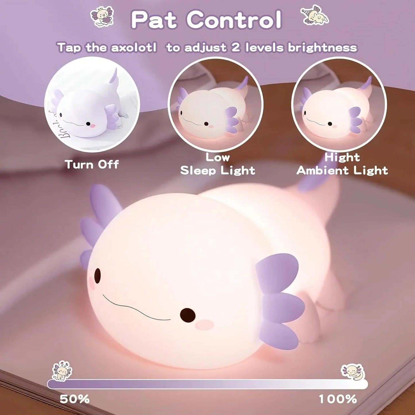 Veilleuse Axolotl en silicone rechargeable BabySteria