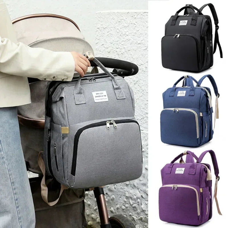 Sac à langer multifonction 3-en-1 avec lit pliable intégré