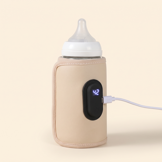 Chauffe-biberon portable USB beige avec écran de température