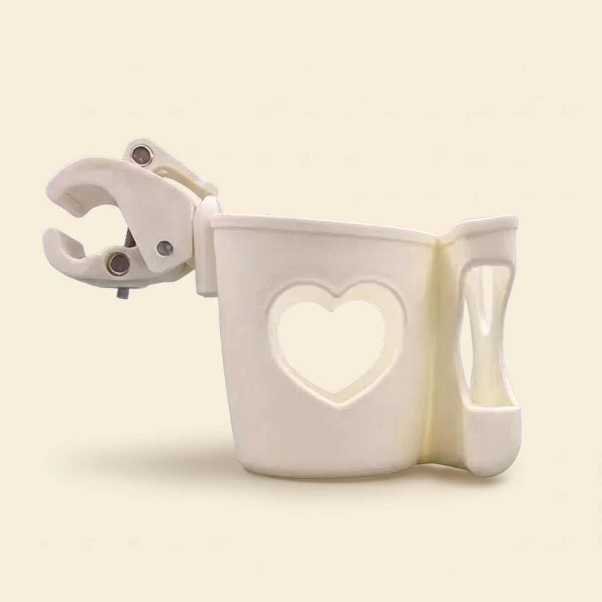 Porte-gobelet beige avec sa pince ouverte